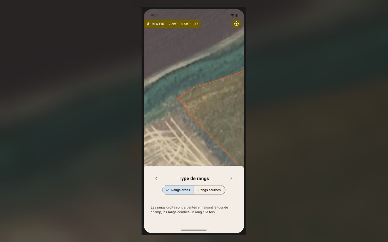 Application d'arpentage SIZA, étape 4 : Type de rangs