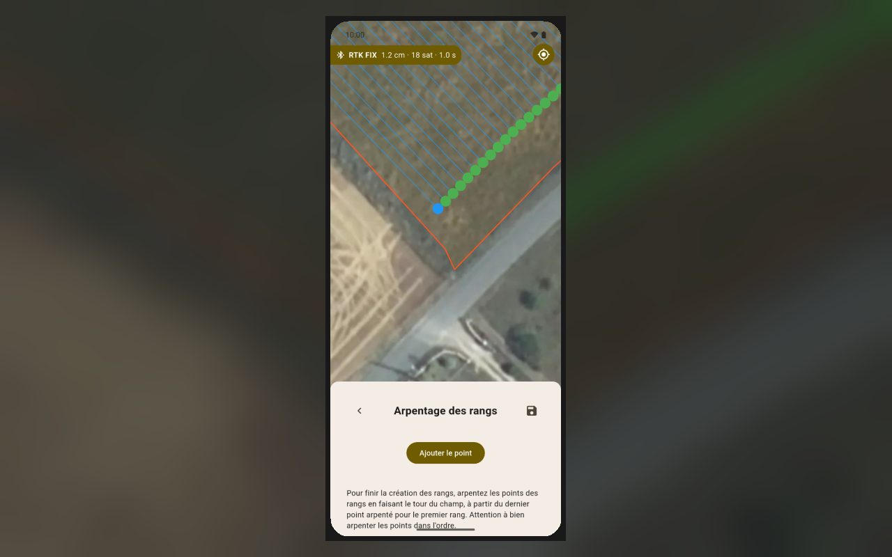 Application d'arpentage SIZA, étape 6 : Arpentage des rangs