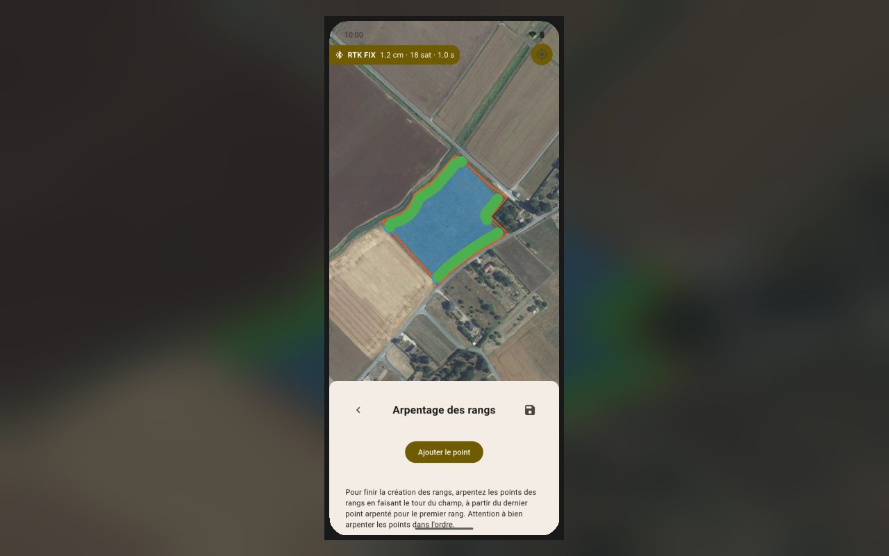 Application d'arpentage SIZA, étape 7 : Champ complet