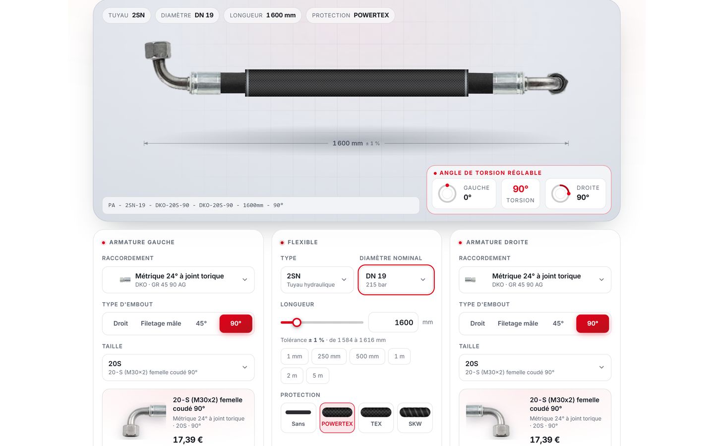 Configurateur de flexible, étape 18 : Gaine de protection