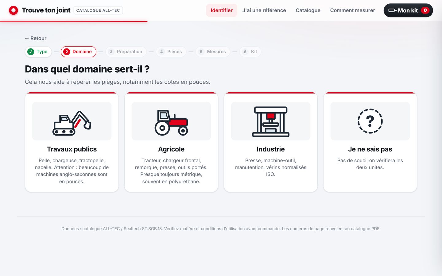 Trouve ton joint, étape 3 : Domaine d'utilisation