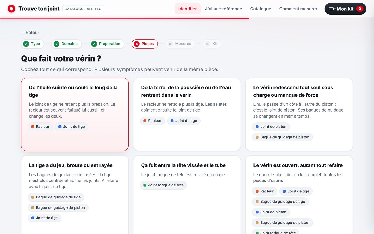 Trouve ton joint, étape 6 : Diagnostic par symptômes