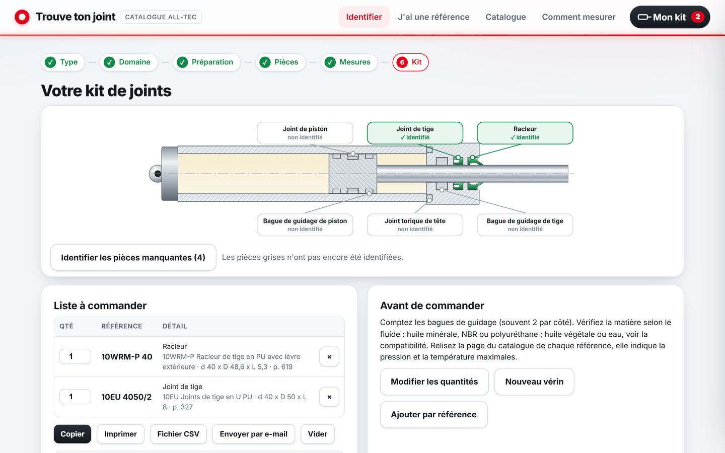 Trouve ton joint, étape 14 : Kit à commander
