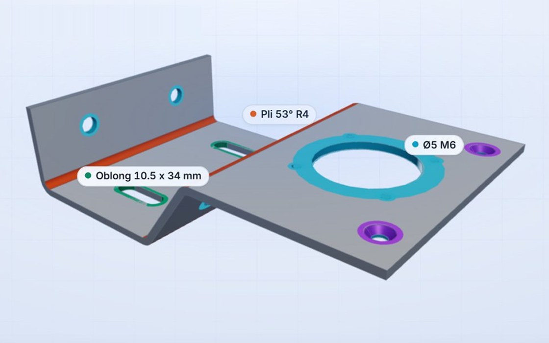 Outil SIZA de chiffrage automatique de pièces de tôlerie à partir d'un fichier STEP
