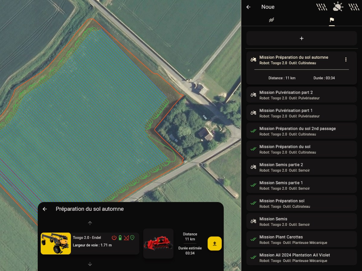 Trajectoires générées pour un robot autonome guidé par RTK