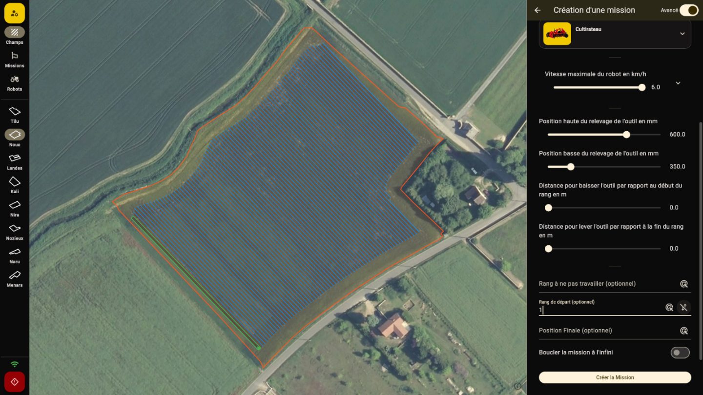 SizApp, génération de mission : Réglages de la mission